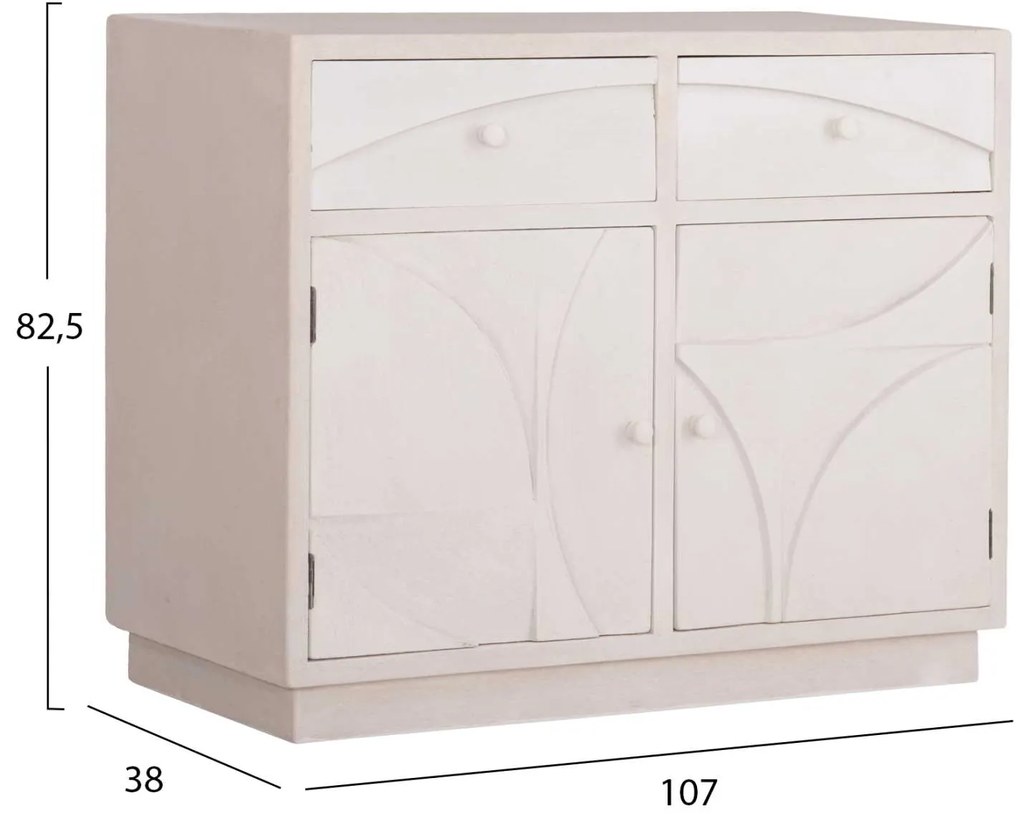 ΜΠΟΥΦΕΣ ΣΕΙΡΑ SANTORINI HM18046 MDF ΣΕ ΥΠΟΛΕΥΚΟ ΧΡΩΜΑ-2 ΣΥΡΤΑΡΙΑ &amp; 2 ΠΟΡΤΕΣ 107x38x82,5Υεκ.