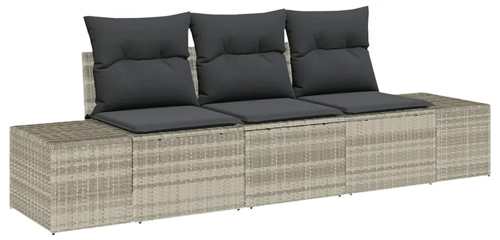 vidaXL Σετ Καναπέ Κήπου 3 pcs Ανοιχτό γκρι Πολυ rattan, βαμμένο ατσάλι