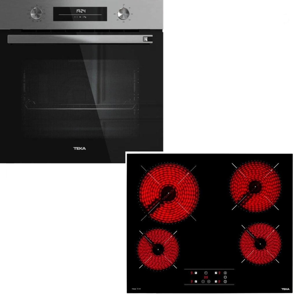 Teka Set HSB 6450 SS Πολυλειτουργικός Φούρνος 71lt &amp; TBC 64010 Κεραμική Εστία Αυτόνομη Μαύρη