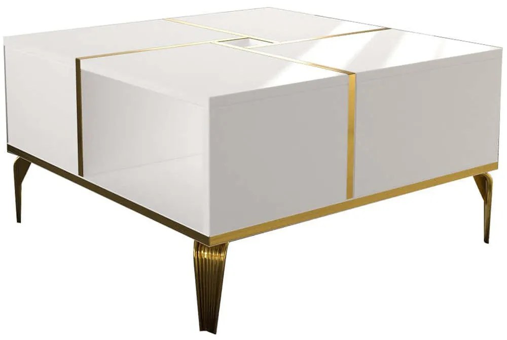 Τραπέζι Σαλονιού Nirvana 505CRL1417 71,8x71,8x43,8cm White-Gold