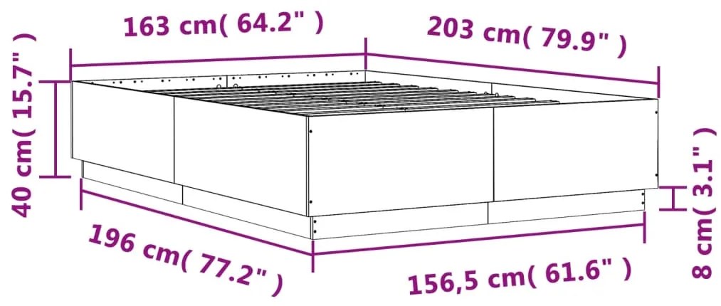 Πλαίσιο Κρεβατιού Καπνιστή Δρυς 160x200 εκ. Επεξεργασμένο Ξύλο - Καφέ