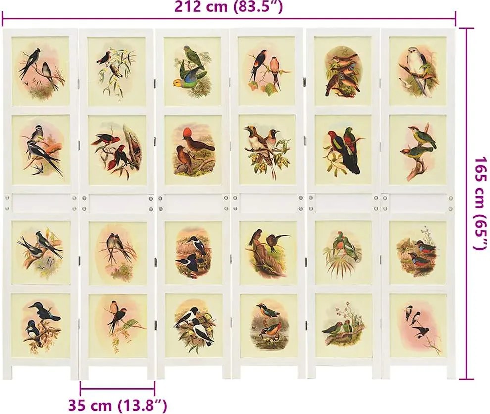 vidaXL Ρομδιβίδερ Πάνελ Λευκό 212 x 165 εκ. MDF