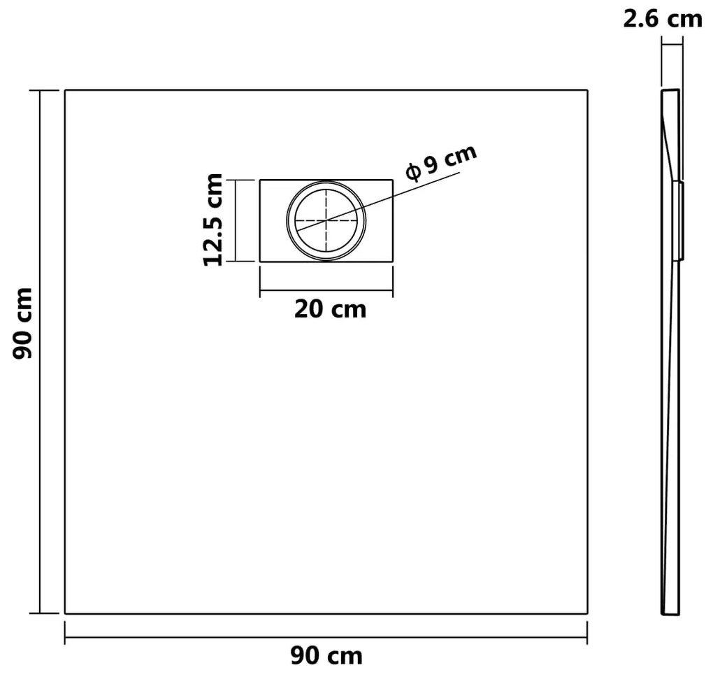 vidaXL Βάση Ντουζιέρας Λευκή 90 x 90 εκ. από SMC