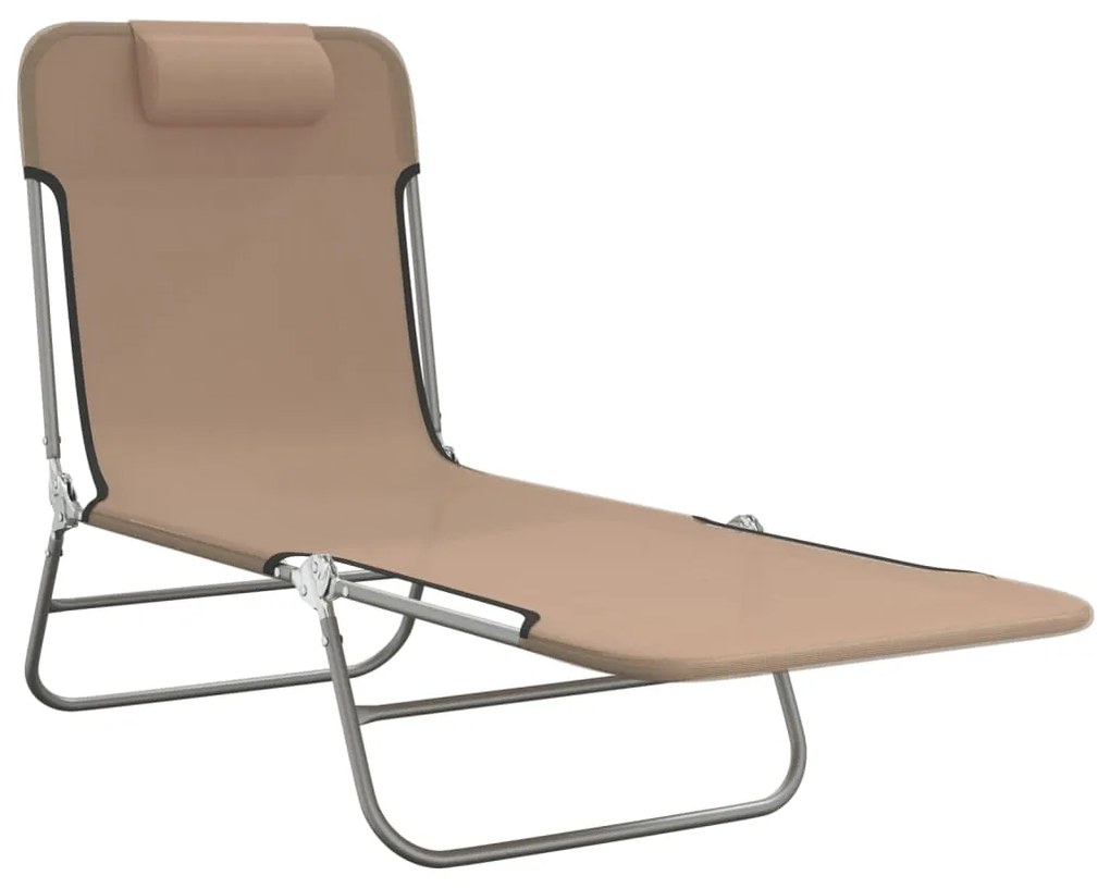 vidaXL Ξαπλώστρες Πτυσσόμενες 2 τεμ. Taupe από Textilene &amp; Ατσάλι