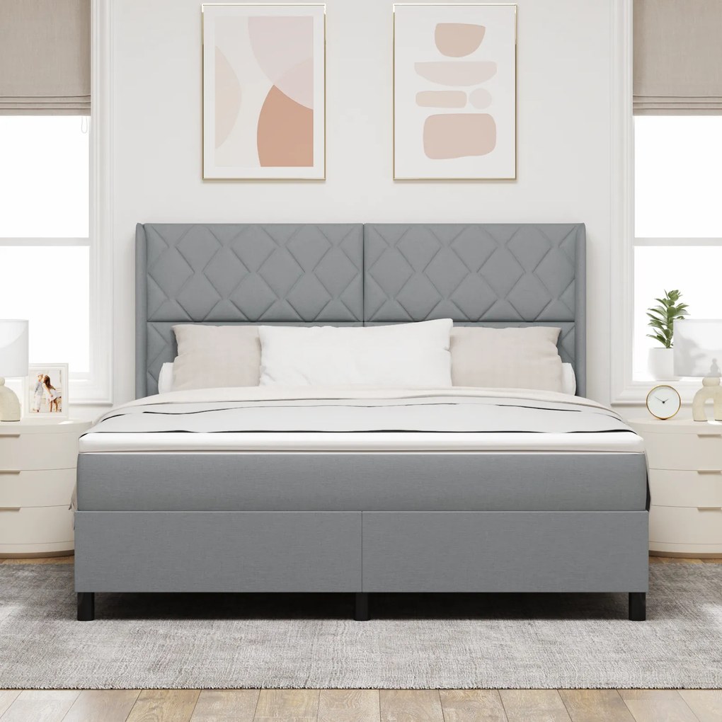 vidaXL Κρεβάτι με Στρώμα Light Grey 180x200 cm Ύφασμα