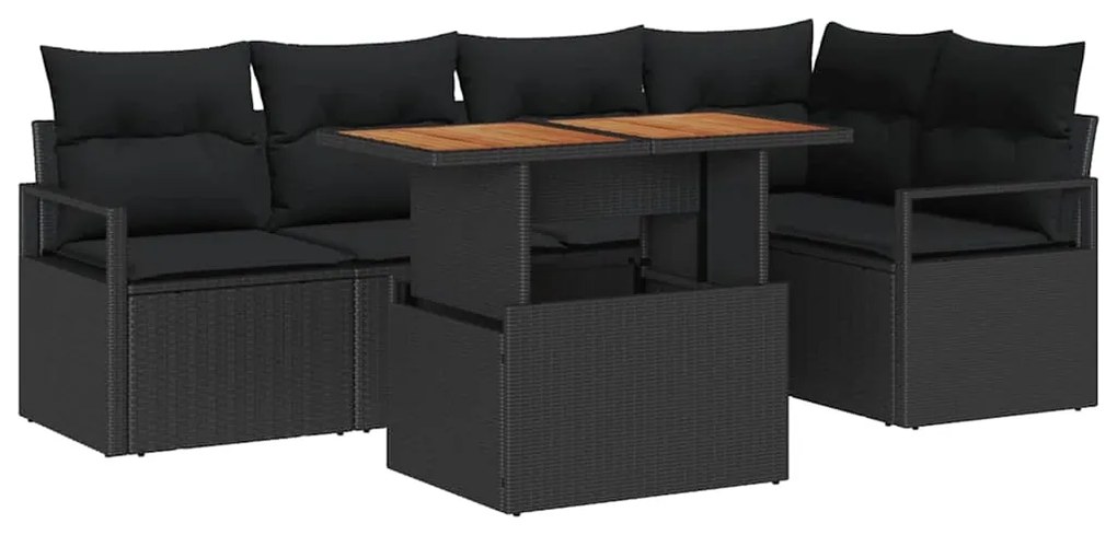 vidaXL Σέτ φαγητού για κήπο 6 pcs Μαύρο, Καφέ 100 x 55 x 73 εκ