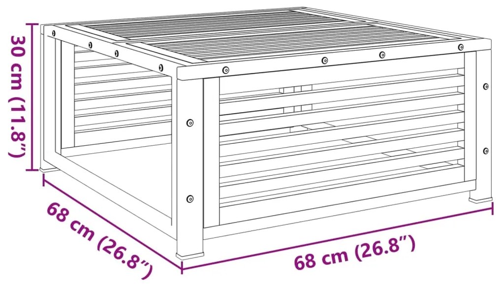 Τραπέζι Κήπου 68 x 68 x 30 εκ. από Μασίφ Ξύλο Ακακίας - Καφέ