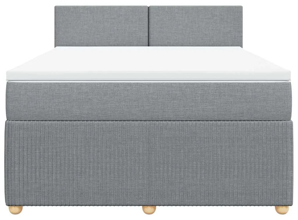 vidaXL Κρεβάτι Boxspring με Στρώμα Ανοιχτό Γκρι 140x200 εκ. Υφασμάτινο