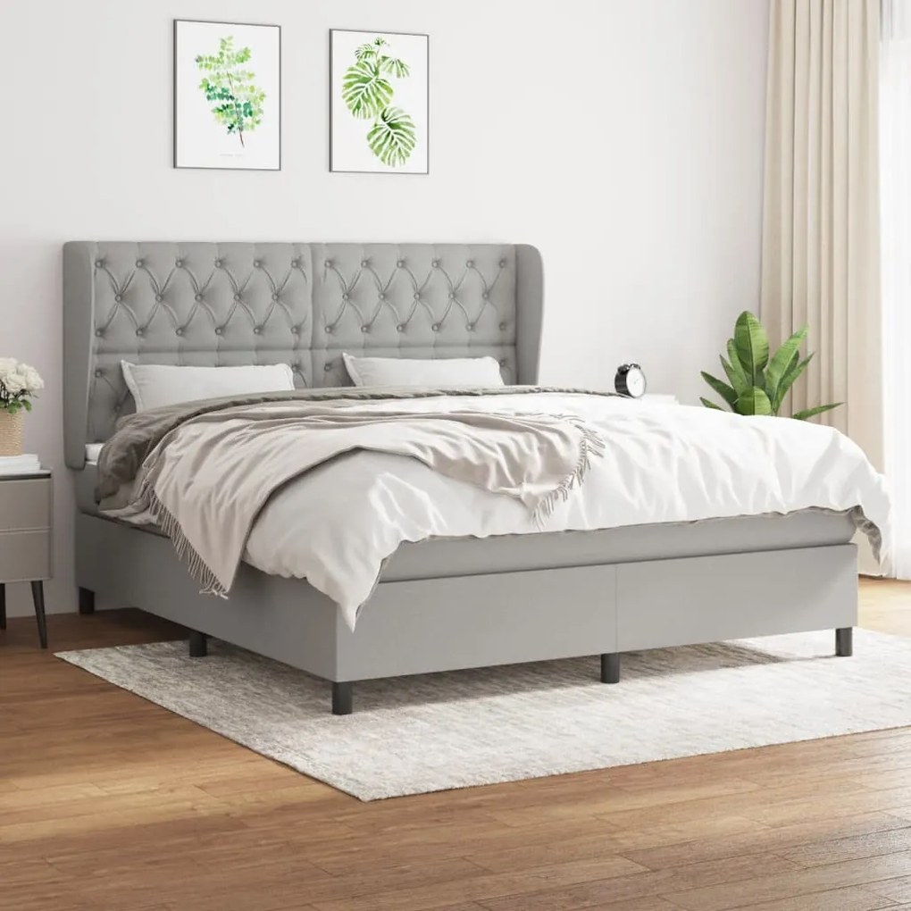 vidaXL Κρεβάτι Boxspring με Στρώμα Αν. Πράσινο 160x200εκ Υφασμάτινο