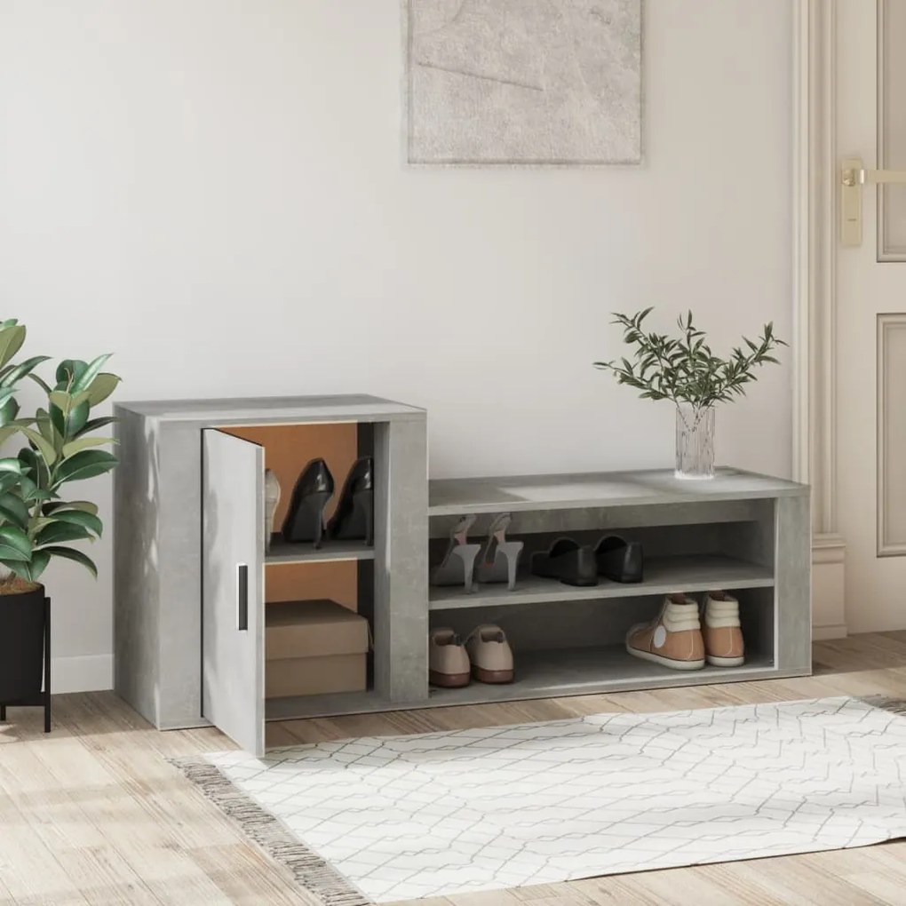 vidaXL Παπουτσοθήκη Γκρι Σκυροδέματος 130x35x54 εκ. Επεξεργασμένο Ξύλο