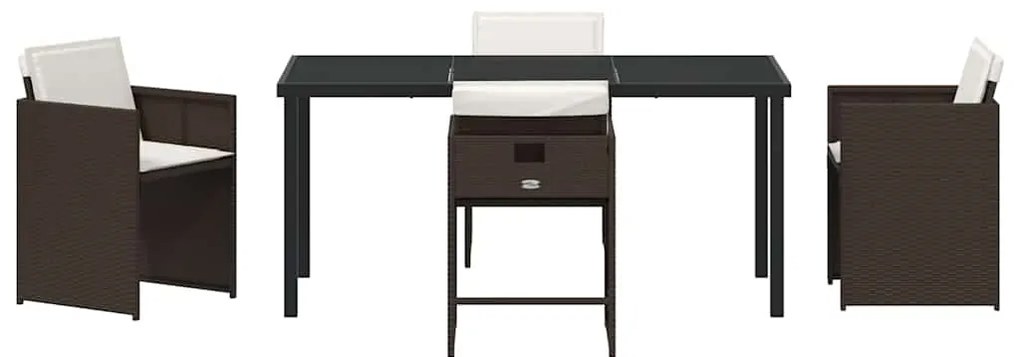 vidaXL Σέτ φαγητού για κήπο με μαξιλάρι 5 pcs Καφέ συνθετικό ρατάν