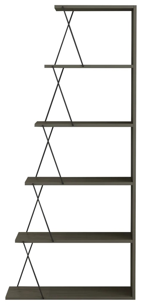 Βιβλιοθήκη Μίνι Tars Olive Grey Με Μαύρες Βέργες 65x22-24x146Υεκ.
