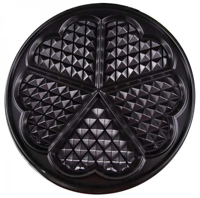 Βαφλιέρα σε σχήμα καρδιάς Voltz V51442GA, 1300W, 5 μικρότερες βάφλες με σχήμα καρδιάς, Ρύθμιση θερμοκρασίας, Ανοξείδωτο ατσάλι / μαύρο