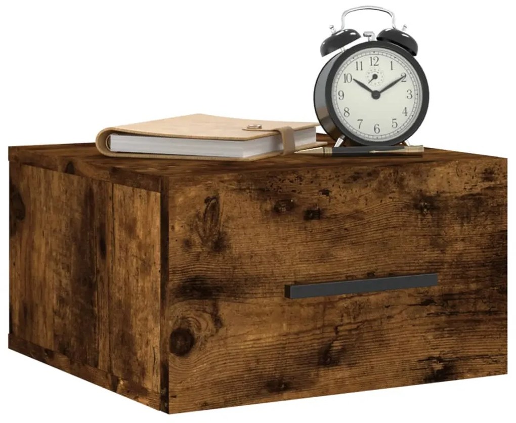 vidaXL Κομοδίνα Επιτοίχια 2 τεμ. Καπνιστή Δρυς 35x35x20 εκ.