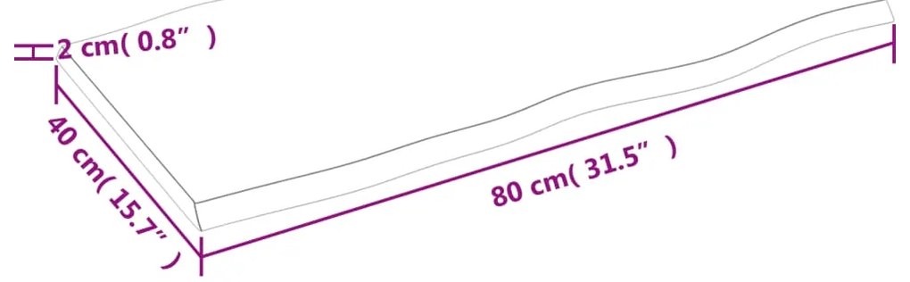 vidaXL Επιφάνεια Τραπεζιού Σκ Καφέ 80x40x2 εκ Επ. Ξύλο Δρυός Live Edge