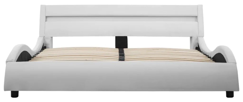 vidaXL Πλαίσιο Κρεβατιού με LED Λευκό 140x200 εκ. από Συνθετικό Δέρμα