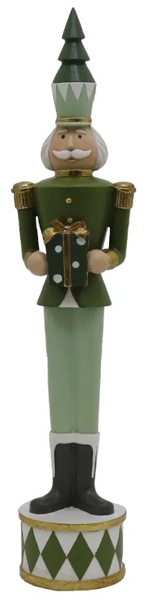 XMAS GREEN SOLDIER L DECO POLYRESIN ΠΡΑΣΙΝΟ ΛΕΥΚΟ ΧΡΥΣΟ 9x10xH47cm