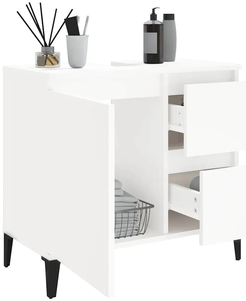 vidaXL Ντουλάπι Μπάνιου Λευκό 65 x 33 x 60 εκ. από Επεξεργασμένο Ξύλο