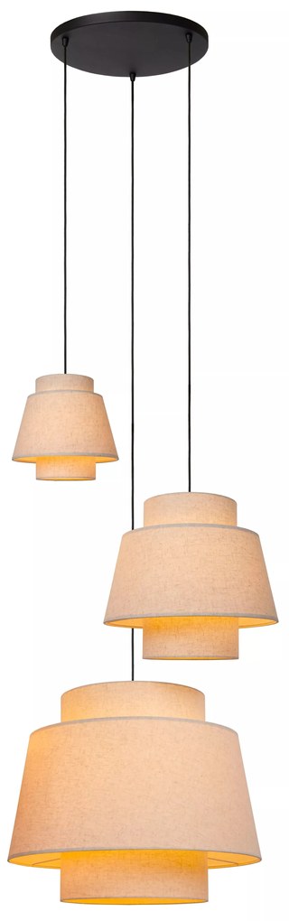 Φωτιστικό Κρεμαστό Lucide 21435-13-38 TRIBUTE Μπεζ/Κρεμ (Beige/Creme)|Μαύρο Ματ (Black Mat)