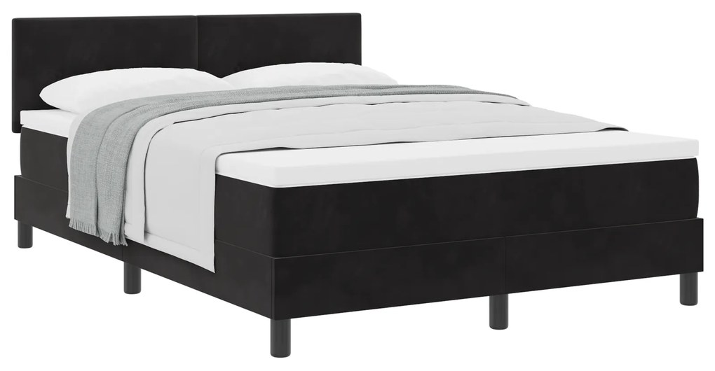 vidaXL κρεβάτι με στρώμα Box Spring Μαύρο 160x200 εκ Βελούδο