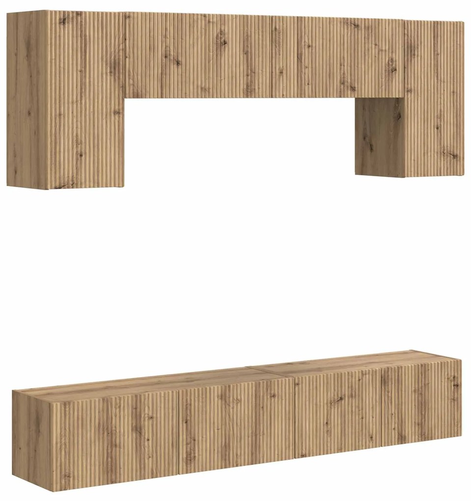 vidaXL Σετ επίπλου τηλεόρασης Επιτοίχιο 5 pcs Μαύρο Επεξεργασμένο ξύλο