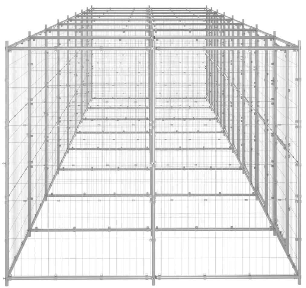 Κλουβί Σκύλου Εξωτερικού Χώρου 19,36 μ² από Γαλβανισμένο Χάλυβα - Ασήμι