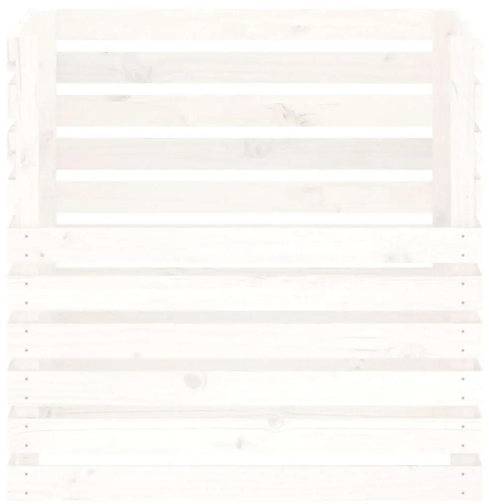 Κομποστοποιητής Λευκός 80 x 80 x 78 εκ. από Μασίφ Ξύλο Πεύκου - Λευκό