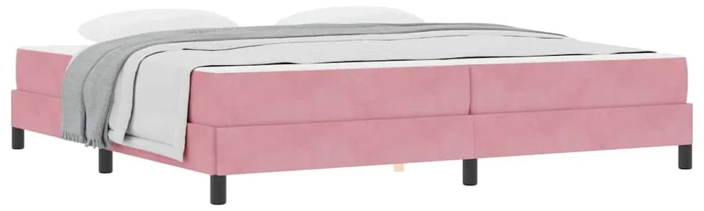 vidaXL Κρεβάτι box spring με στρώμα με στρώμα Ροζ 200 x 200 cm Βελούδο