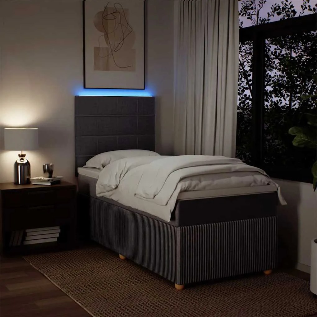 vidaXL Κρεβάτι Boxspring με Στρώμα Taupe 90x200 εκ. Υφασμάτινο