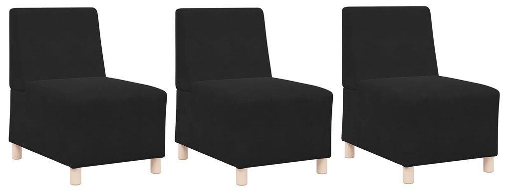 vidaXL Καναπέδες 3 pcs Μαύρο 55 x 74 x 82 εκ. Βελούδο