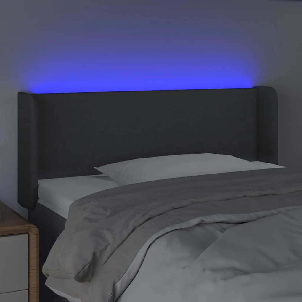 vidaXL Κεφαλάρι Κρεβατιού LED Σκούρο Γκρι 103x16x78/88 εκ. Υφασμάτινο