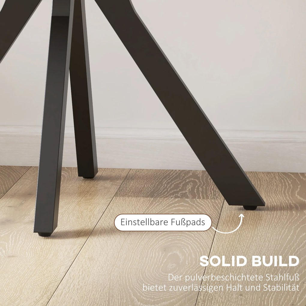 HOMCOM Τραπέζι Τραπεζαρίας, Στρογγυλό Τραπέζι Κουζίνας, Μοντέρνος Σχεδιασμός, 78 cm x 78 cm x 75 cm, Μαύρο