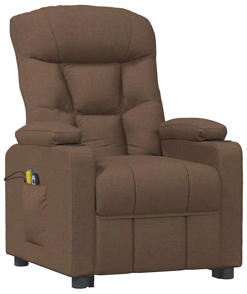 vidaXL Πολυθρόνα Μασάζ με Ανύψωση Καφέ Υφασμάτινη