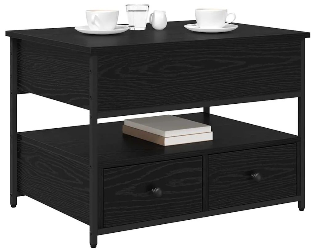 vidaXL Τραπεζάκι σαλονιού με συρτάρι Μαύρη Οξυά 70 x 50 x 54.5 εκ