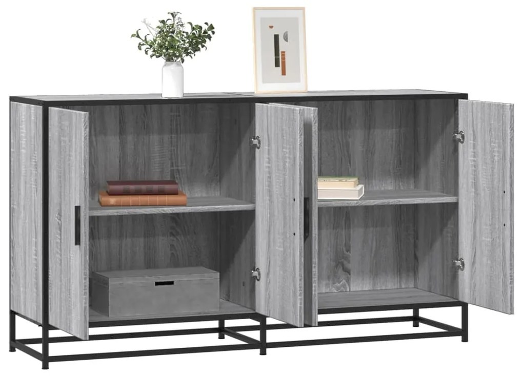 vidaXL Sideboard Grey Sonoma 134x35x76 cm Ξύλινο μηχανουργικό ξύλο