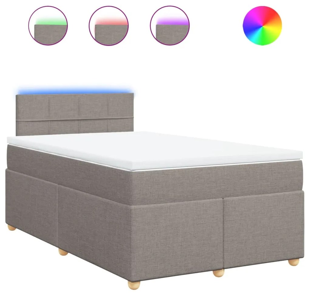 Κρεβάτι Boxspring με Στρώμα Taupe 120x190 εκ. Υφασμάτινο - Μπεζ-Γκρι