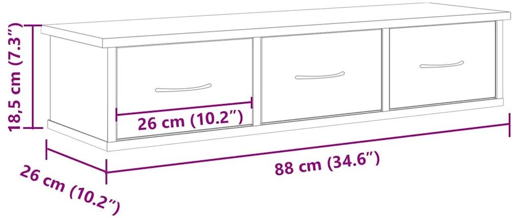 Ντουλάπι Τοίχου Αρτισιανή Δρυς 88x26x18,5 εκ Επεξεργασμένο Ξύλο - Καφέ