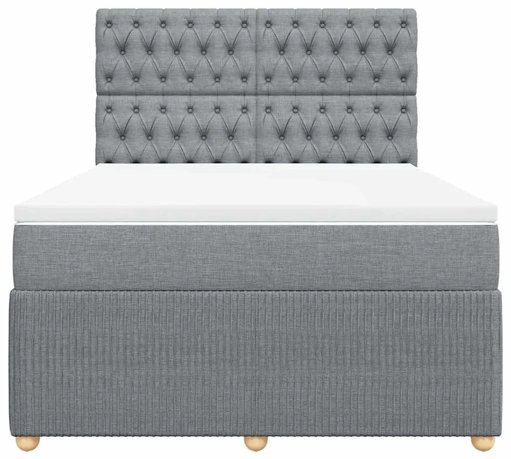 vidaXL Κρεβάτι Boxspring με Στρώμα Ανοιχτό Γκρι 140x190 εκ. Υφασμάτινο