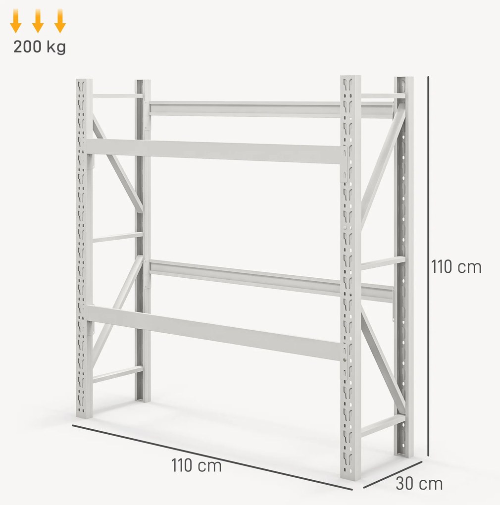 HOMCOM Ράφι για κιβώτια ποτών, έως 6 κιβώτια, ρυθμιζόμενο ύψος, ατσάλινο πλαίσιο, 110x30x110 εκ., Λευκό