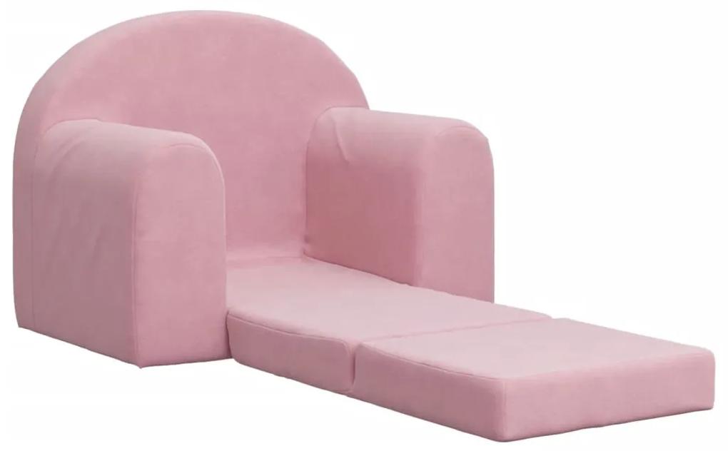 vidaXL Καναπές/Κρεβάτι Παιδικός Ροζ από Μαλακό Βελουτέ Ύφασμα