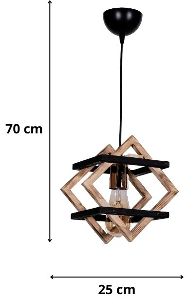 Φωτιστικό οροφής Legno Megapap E27 ξύλινο μονόφωτο χρώμα φυσικό - μαύρο 25x18x70εκ. - GP036-0064,1