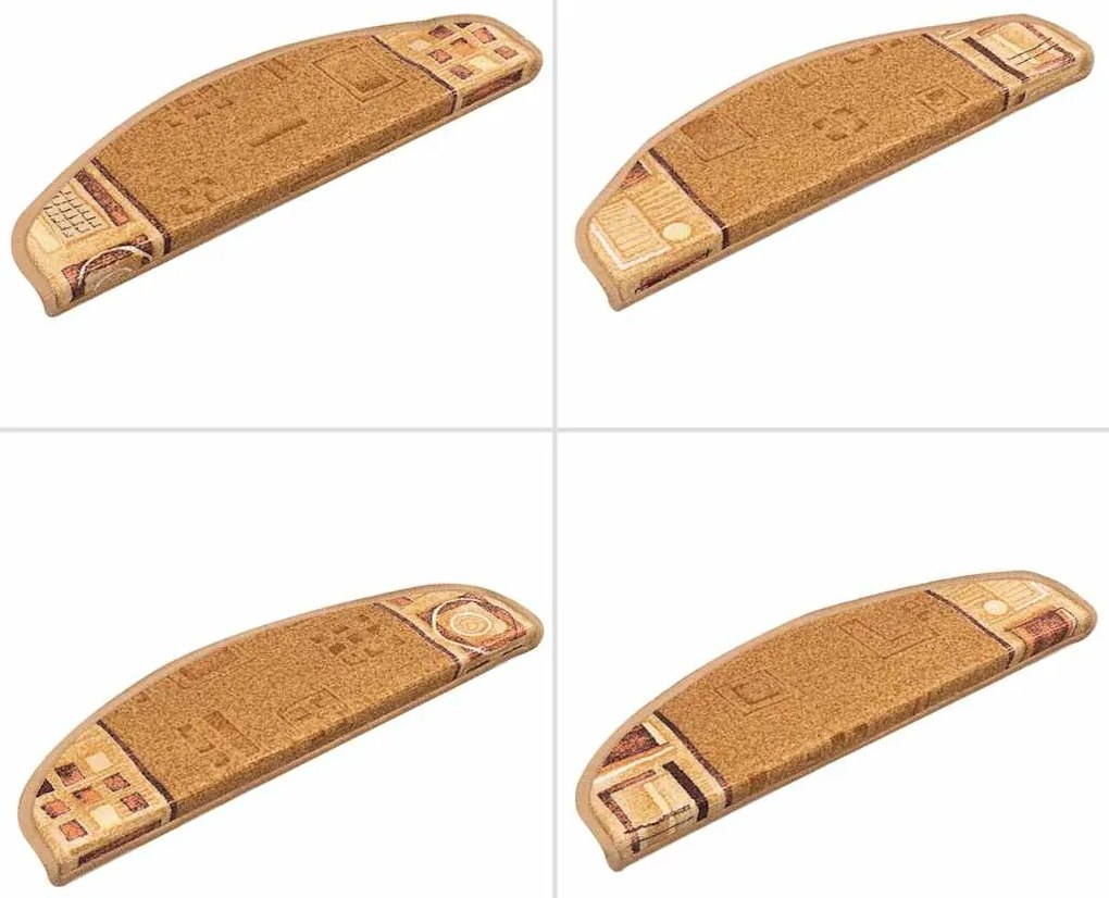 vidaXL Πατάκια Σκάλας Αυτοκόλλητα 15 τεμ. Μπεζ 65 x 21 x 4 εκ.