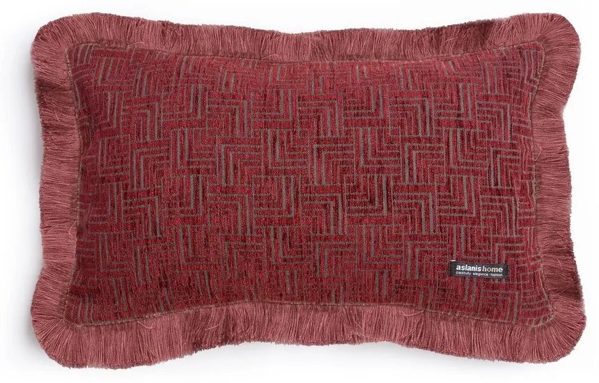 Μαξιλαροθήκη Διακοσμητική New Maze Trimming Bordo Aslanis Home 30X50 Βαμβάκι-Chenille