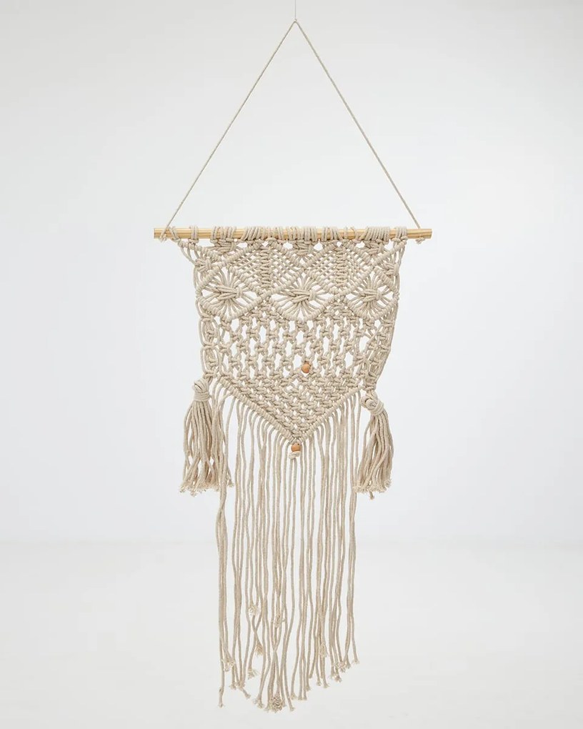 Boho Διακοσμητικό Τοίχου Macrame με Φούντες Ishara 40x70cm 40x70cm Εκρού