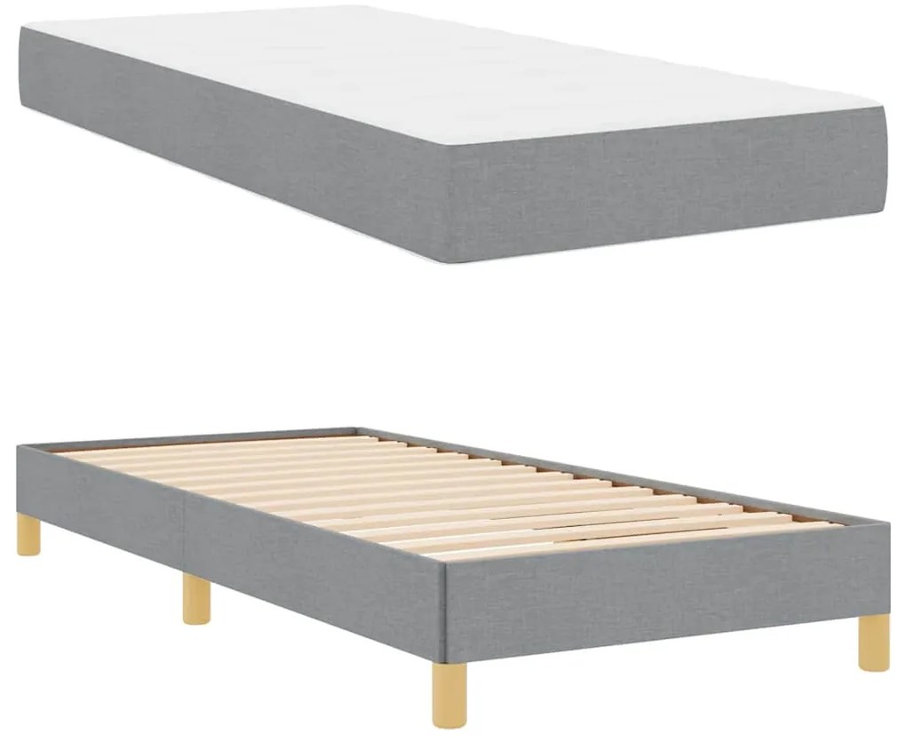 vidaXL Κρεβάτι με ελατήρια Ανοιχτό γκρι, Καφέ 90 x 200 cm