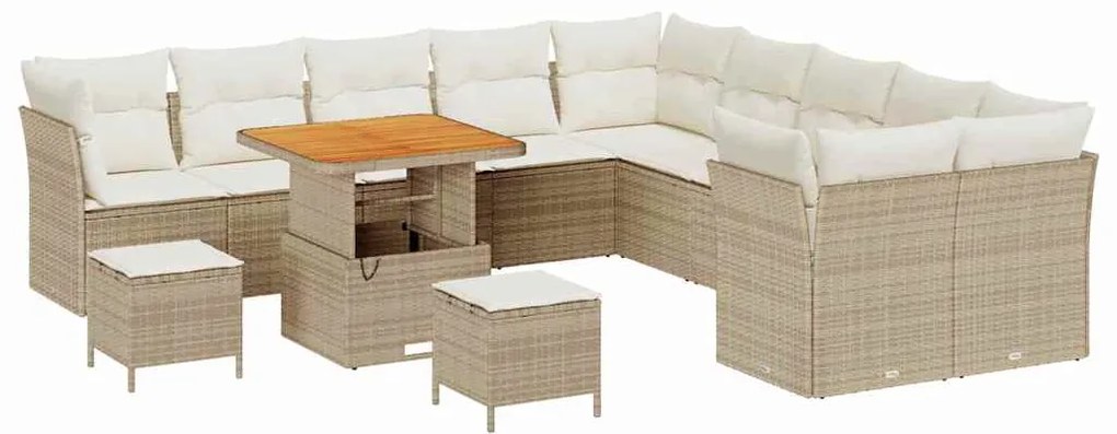 vidaXL Σετ Καναπέ Κήπου 13 pcs Μπεζ συνθετικό ρατάν