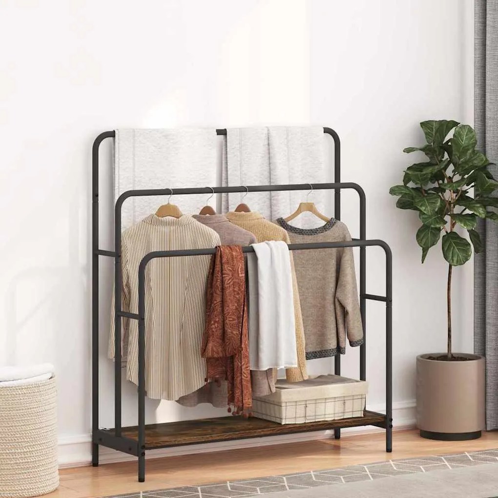 vidaXL Ράφι Ρούχων με ράφι Καπνιστό Δρύς 90 x 30 x 100,5 εκ.