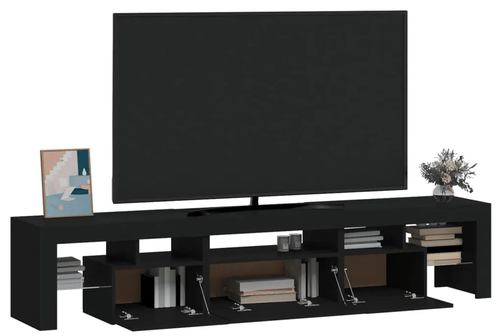 vidaXL Έπιπλο Τηλεόρασης με LED Μαύρο 200x36,5x40 εκ.