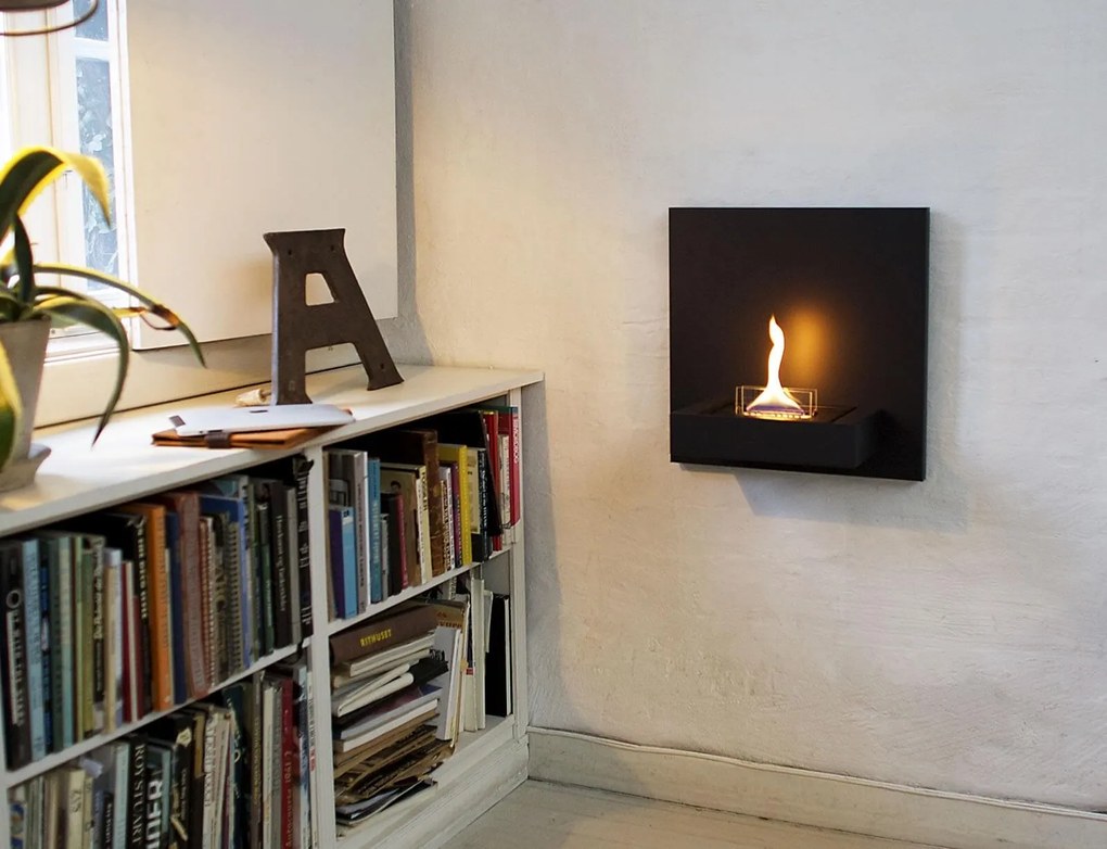 Επιτοίχιο Tζάκι Square 90 Tenderflame με διάρκεια καύσης 4 - 5 ώρες, χωρητικότητα δεξαμενής 500ml και διαστάσεις 45x23x45cm - Black