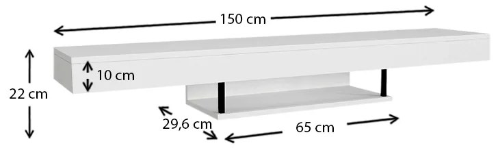 Έπιπλο τηλεόρασης επιτοίχιο Albares Megapap από μελαμίνη με LED χρώμα λευκό 150x29,6x22εκ.